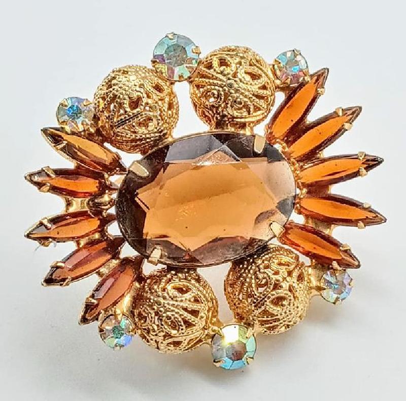 Front view of Topaz Oval Brooch