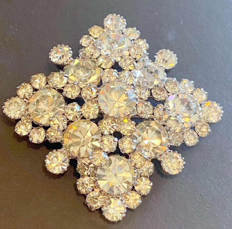 Front view of Clear Chatons Only Brooch