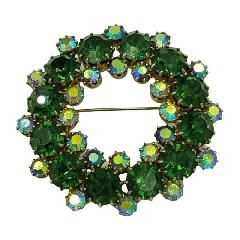 Green Chatons Only Brooch