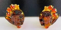 Topaz Cabochons Molded/Cut Earrings Clip