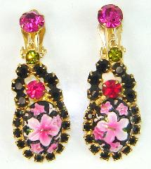 Multiple Colors Cabochons Painted (hand/Transfer) Earrings Clip