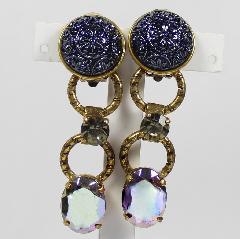 Black (jet) Oval Molded/Cut Earrings Clip