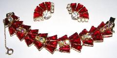 Red Keystones Earrings Clip