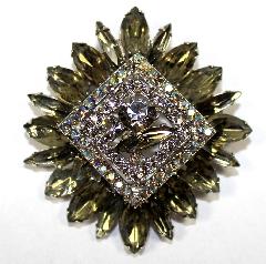 Gray (black Diamond) Navettes Brooch