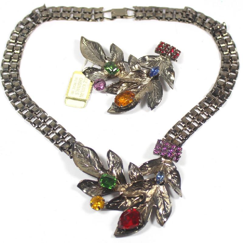 Front view of Multiple Colors Pear Necklace