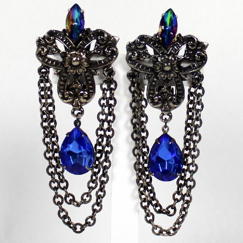 Front view of Blue Pear Multi-Color/Shaded Earrings Clip