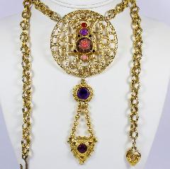 Purple (cardinal) Cabochons Molded/Cut Necklace