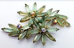 Green Navettes Frosted Brooch
