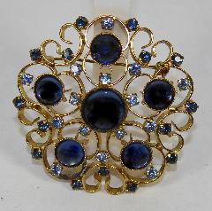 Blue Cabochons Brooch