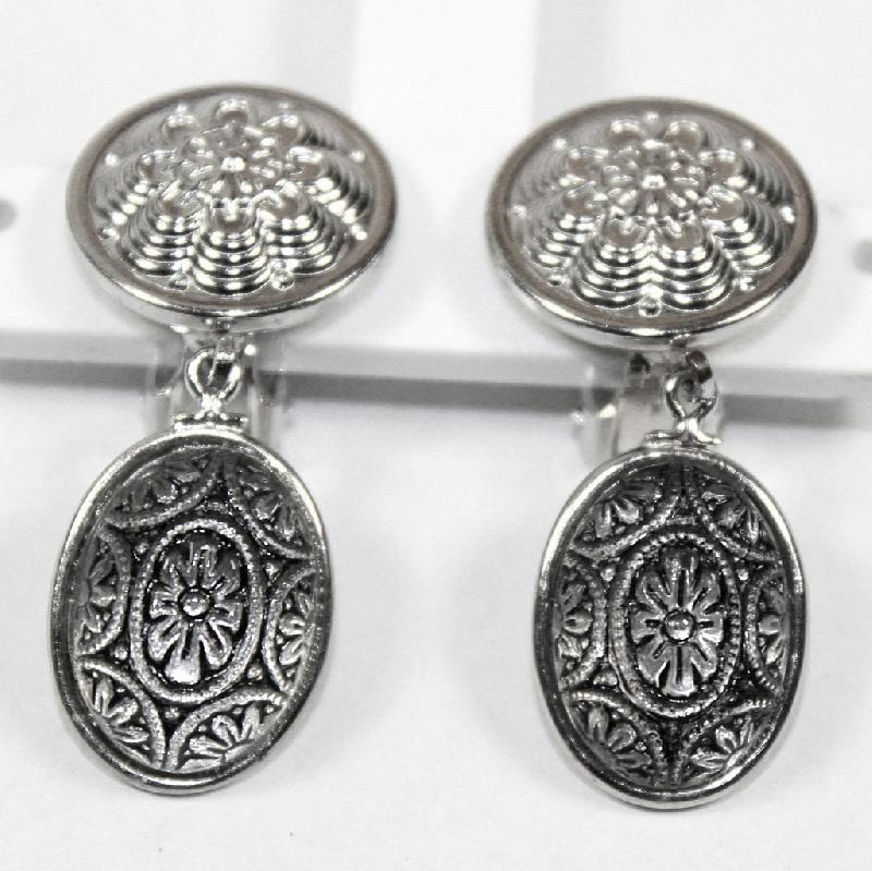 Front view of Black (jet) Cabochons Molded/Cut Earrings Clip