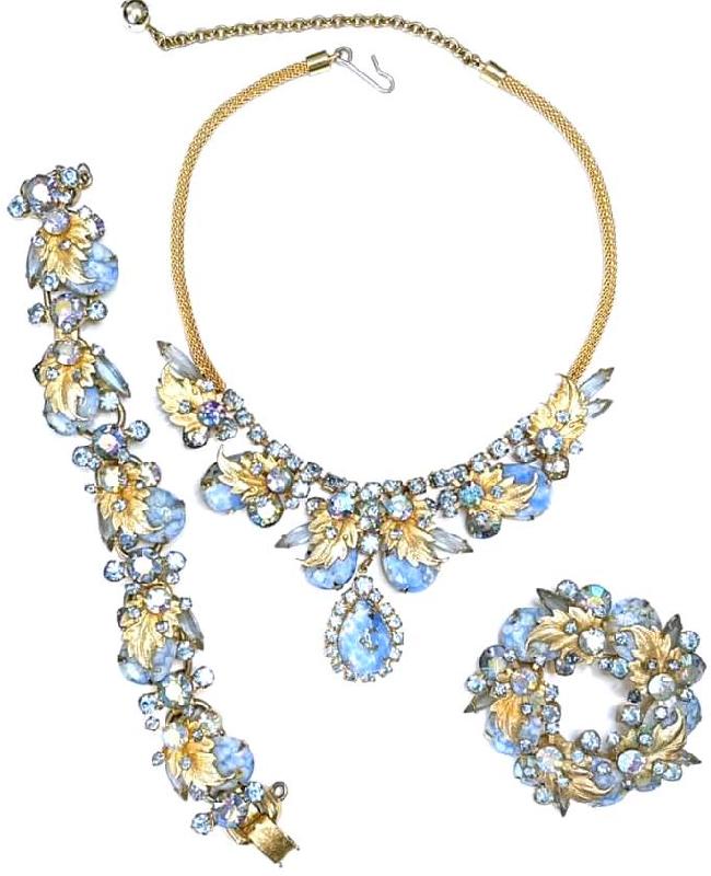 Front view of Blue Cabochons Spotted Brooch