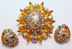 Topaz Cabochons Painted (hand/Transfer) Brooch