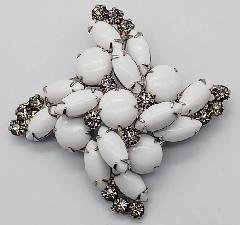 White (chalk Or Milk) Cabochons Brooch