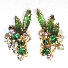 Green Navettes Earrings Clip
