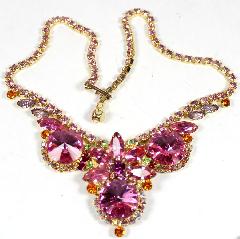 Pink Navettes Rivoli/Margarita Necklace