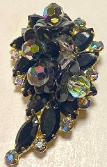 Black (jet) Navettes Molded/Cut Brooch