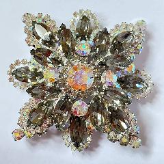 Gray (black Diamond) Navettes Brooch