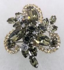 Gray (black Diamond) Navettes Brooch