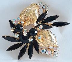 Black (jet) Navettes Brooch