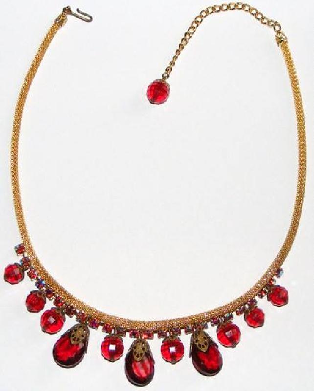 Front view of Red Chatons Only Necklace