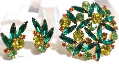 Green Navettes Brooch
