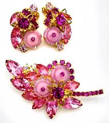 Pink Cabochons Molded/Cut Brooch