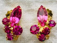 Pink Navettes Earrings Clip