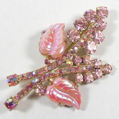 Pink Leaf Molded/Cut Brooch