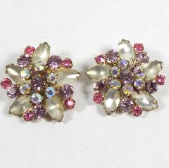 Pastel Cabochons Frosted Earrings Clip