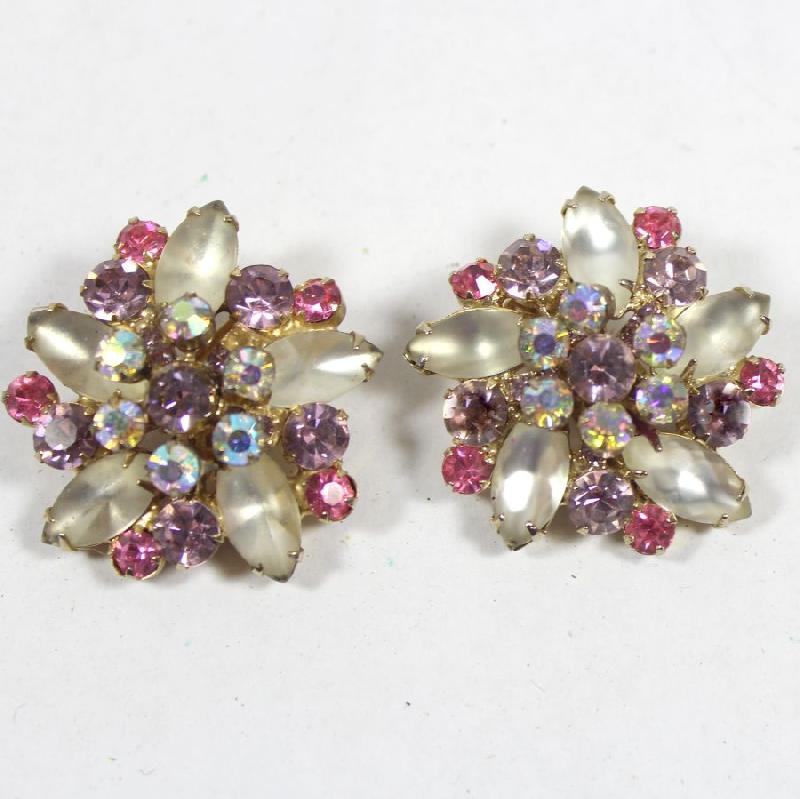 Front view of Pastel Cabochons Frosted Earrings Clip