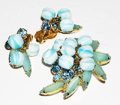 Blue Navettes Frosted Earrings Clip