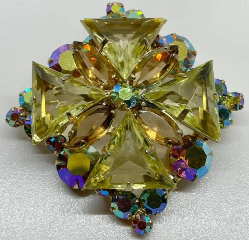Front view of Yellow Triangle Brooch