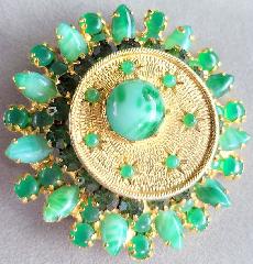 Green Cabochons Spotted Brooch