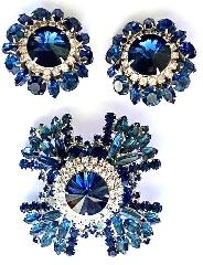 Blue Navettes Rivoli/Margarita Brooch