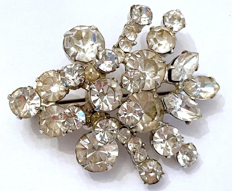 Front view of Clear Navettes Brooch