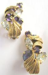 Purple (cardinal) Navettes Earrings Clip