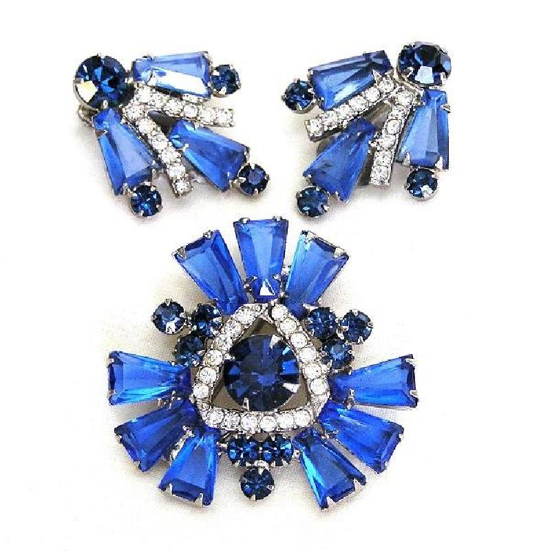 Front view of Blue Keystones Earrings Clip