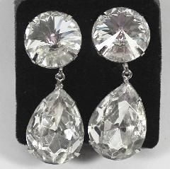 Clear Pear Rivoli/Margarita Earrings Clip
