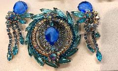Blue Pear Striped Brooch