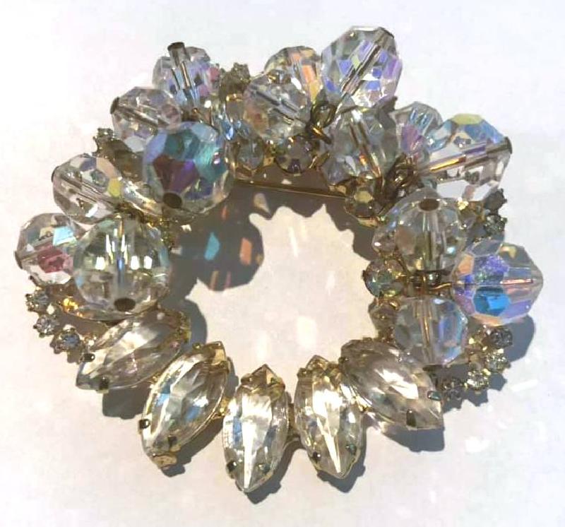 Front view of Clear Navettes Brooch