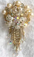 Clear Navettes Pearl Brooch