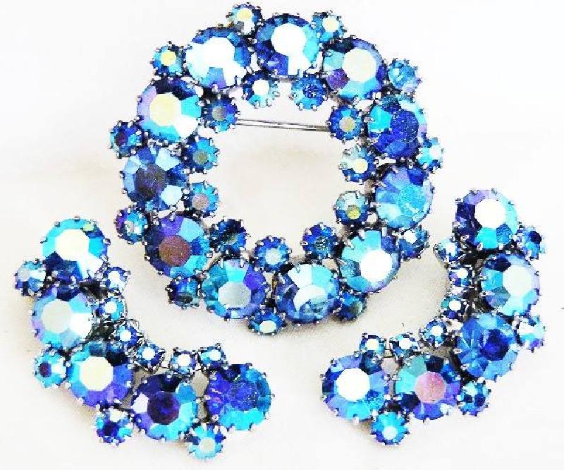 Front view of Blue Chatons Only Earrings Clip