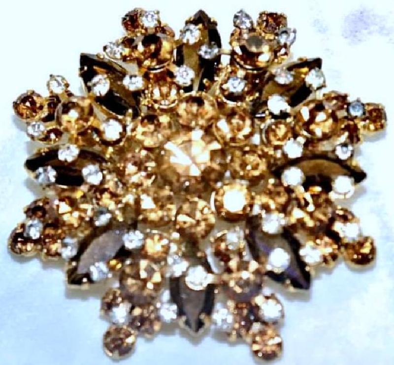 Front view of Topaz Navettes Brooch