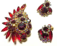 Red Navettes Earrings Clip