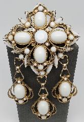 White (chalk Or Milk) Cabochons Brooch