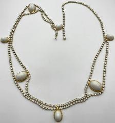 White (chalk Or Milk) Cabochons Belt