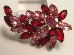 Red Navettes Brooch