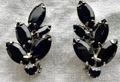 Black (jet) Navettes Earrings Clip