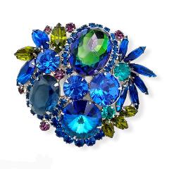Blue Oval Rivoli/Margarita Brooch