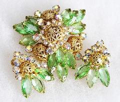 Green Navettes Earrings Clip